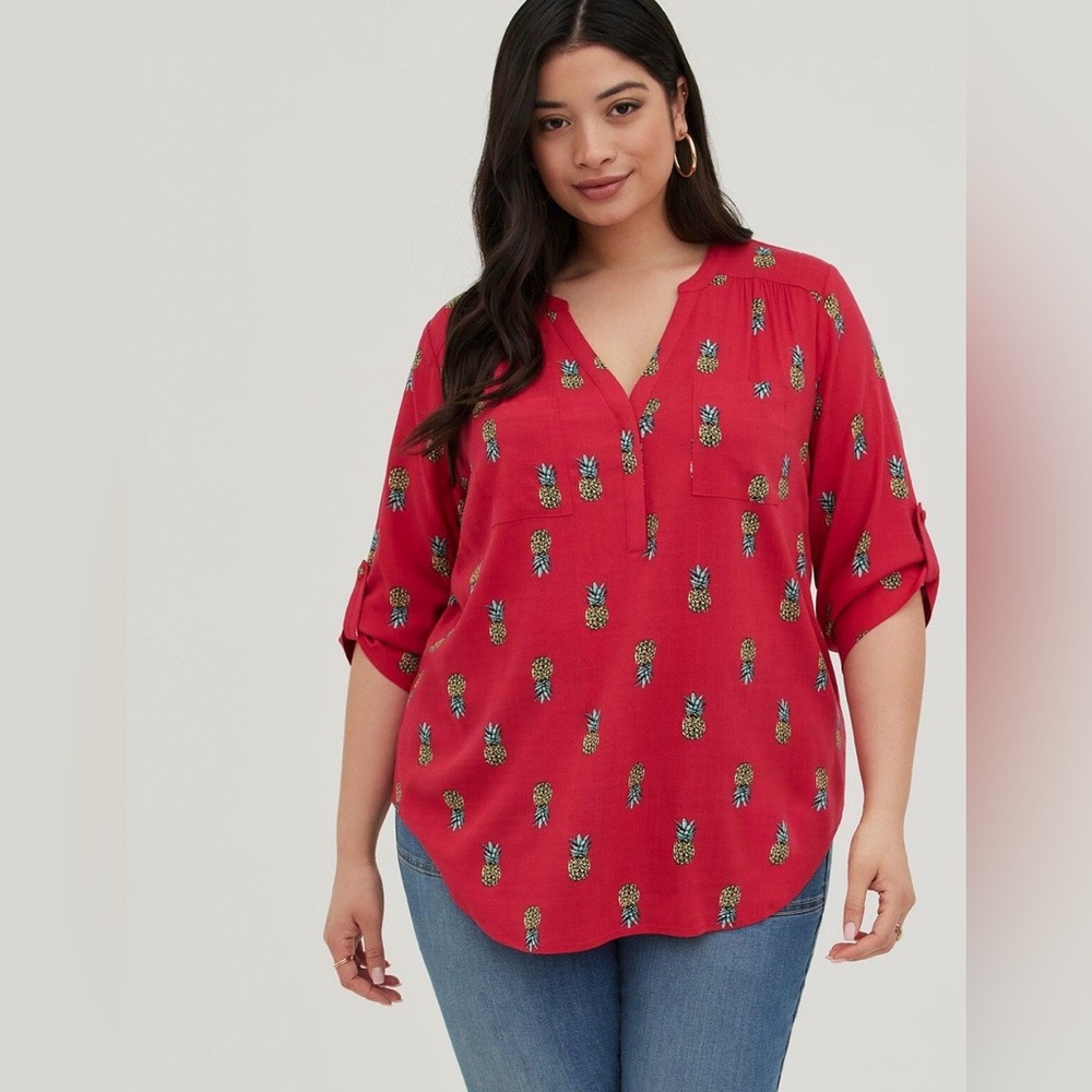 Torrid Pineapple Print Blouse 3X